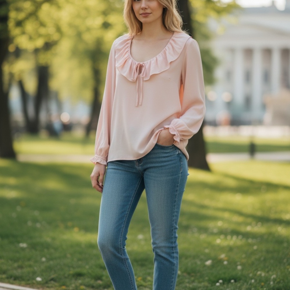Croft & Barrow Pink Ruffle Blouse